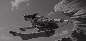 picture showing a woman taking a risk