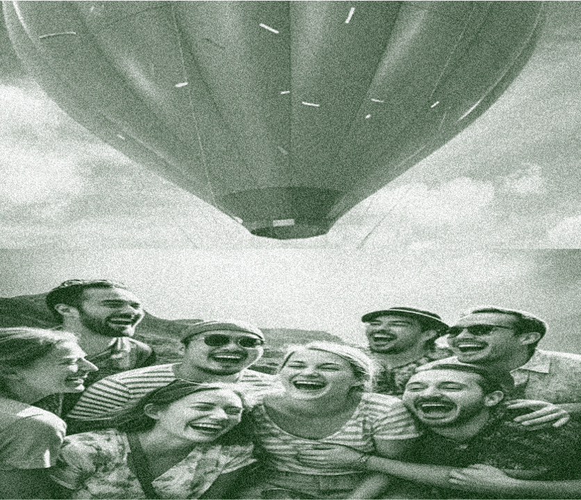 image showing parachute and people laughing